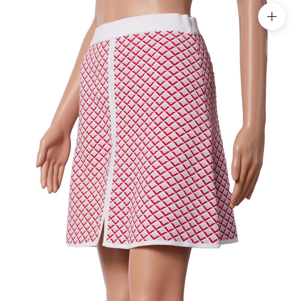 Sandro Red and White Patterned Skirt
